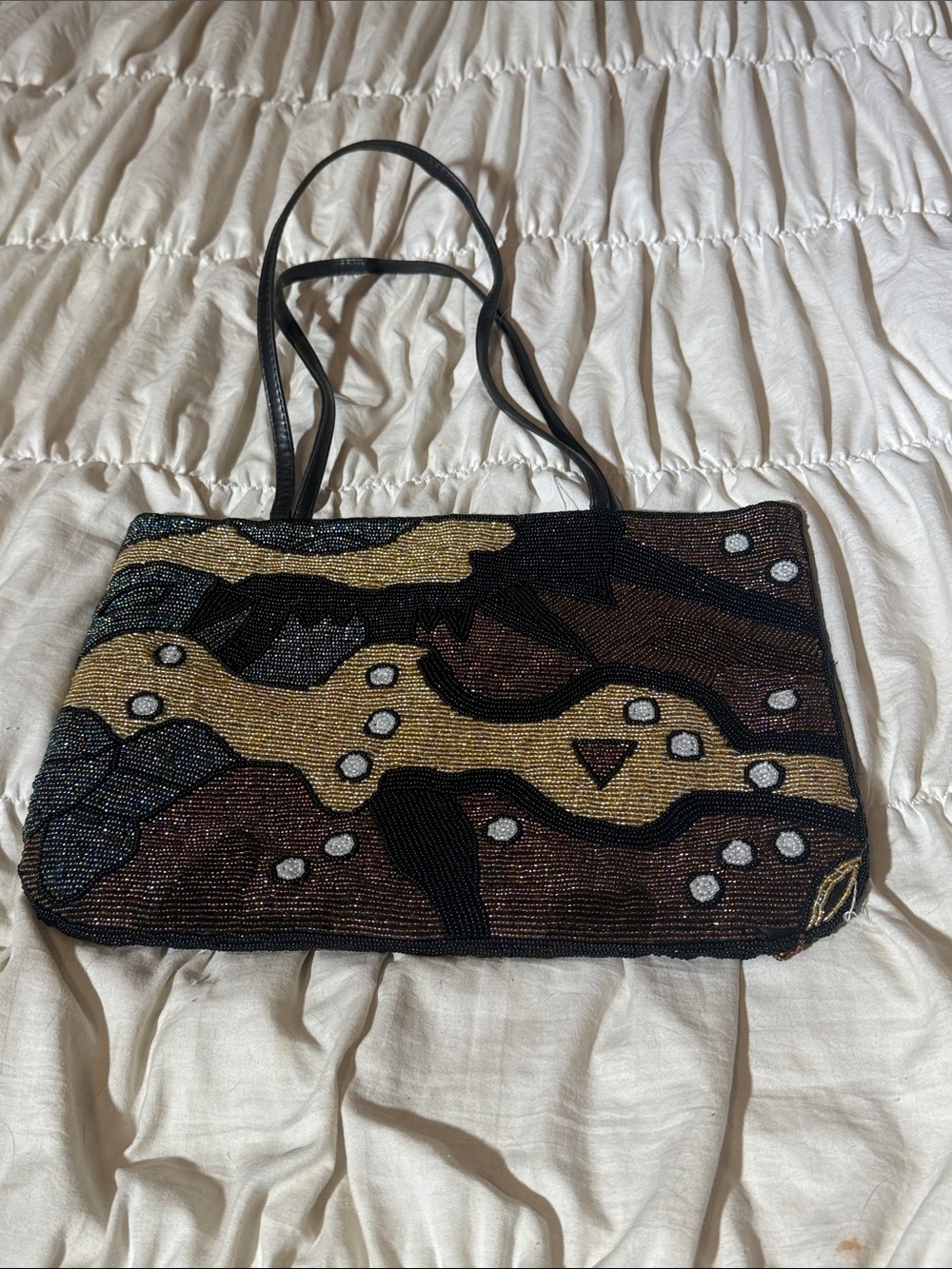 Beaded Abstract Pattern Shoulder Bag - Picture 3 of 3